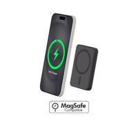 - Banque d'alimentation - magnetique MagSafe sans fil, Qi - 5000 mAh - 15 Watt (24 pin USB-C) - noir métal