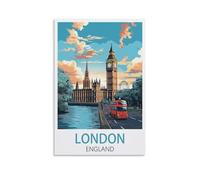 Big Ben London - Poster vintage sur toile pour décoration d'intérieur, salle de bain, chambre à coucher, bureau, salon (30 x 45 cm)