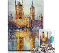 Big Ben, Londres Puzzles pour Adultes 1000 pièces, Jouets éducatifs et éducatifs pour la Famille avec Affiche et fiche de Questions-réponses Assorties 38x26cm