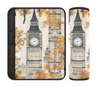 Big Ben - Lot de 2 housses de sangle de siège de voiture, gris et jaune, 25,4 x 19,6 cm - Accessoires pour voiture - Pour SUV et SUV - Gris et jaune