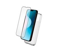 - Coque de protection pour téléphone portable - polyuréthanne thermoplastique (TPU) - transparent - avec Protecteur d'écran en verre trempé - pour