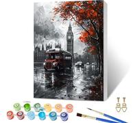 Big Ben Peinture Numero Adulte avec Cadre, Arbre Peinture Numero Enfant, DIY Loisirs Créatifs Adultes Kits avec Pinceaux et Pigment Acryliques, Paint by Numbers Kits, Decor Murale, 100x135cm Q-8792