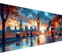 Big Ben Peinture Numero Adulte Londres Peinture Numero Enfants Débutants Bricolage Paint by Numbers avec 3 Pinceaux Pigment Acrylique Loisirs Créatifs Adultes pour Decoration Maison 60x120cm f2854