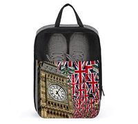 Big Ben Union Jack Drapeau Britannique Londres Angleterre Sacs à Chaussures pour Voyage, Pochette à Chaussures, Grand Sac de Rangement étanche pour Hommes et Femmes, Valise de Voyage, Organisateur de