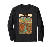 Big Bend National Park Canyon Landscape Texas Retro Randonnée Manche Longue
