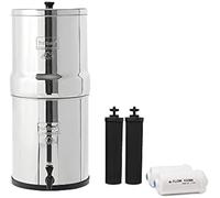 Big Berkey Système de filtre à eau alimenté par gravité avec 2 éléments Berkey noirs, 2 éléments de réduction du fluorure et de l'arsenic Berkey PF-2