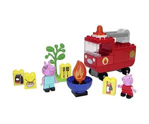 Big-Bloxx Peppa Pig - Camion de Pompier Peppa Pig - Kit de Construction Big Bloxx avec Peppa et Papa Pig - 40 pièces - pour Enfants à partir de 18 Mois