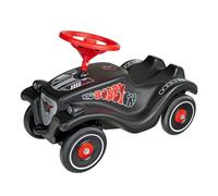 Big Bobby Car Classic GT - Voiture coulissante avec design de course, volant de sécurité avec klaxon, carrosserie ergonomique, attelage de remorque, véhicule pour enfant, noir et rouge, à partir de 12
