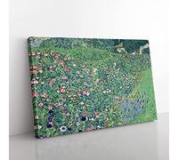 Big Box Art Art mural sur toile - Motif jardin italien par Gustav Klimt - Prêt à accrocher - 76 x 50 cm - Vert, crème