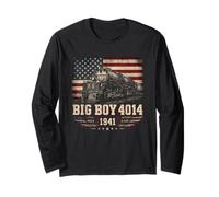 Big Boy 4014 Train Engineer Steam Train American Flag July 4 Manche Longue