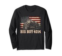Big Boy 4014 Train Engineer Steam Train American Flag July 4 Manche Longue