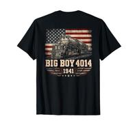 Big Boy 4014 Train Engineer Steam Train American Flag July 4 T-Shirt