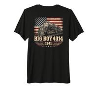 Big Boy 4014 Train Engineer Steam Train American Flag July 4 T-Shirt Haut de Gamme
