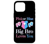 Big Bro Loves You Baby Shower Révélation du Sexe Rose ou Bleu Coque pour iPhone 16 Pro Max