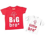 Big Bro Petit Frère T-shirt Set Brother Tshirts Frères Bébé Tout-petit Enfants bleu ou rouge nouveau bébé Sœur Cadeau - Rouge, Petit 12-18 mois - Grand 12-13 ans