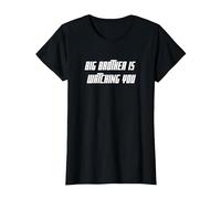 Big Brother is Watching You White Bold Citation Orwell 1984 T-Shirt, Femme, Noir, L