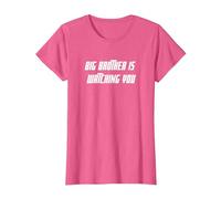 Big Brother is Watching You White Bold Citation Orwell 1984 T-Shirt, Femme, Rose Chiné, M