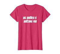 Big Brother is Watching You White Bold Citation Orwell 1984 T-Shirt, Femme, Rouge Chiné, L