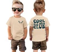 Big Brother Shirt Cool Big Bro Club T-Shirt Garçons Drôle Frère T-shirt Imprimé Vêtements Bébé D'été Manches Courtes Top Coton Chemise, Abricot-1, 2-3 ans