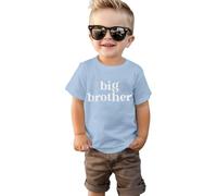 Big Brother T-shirt d'été à manches courtes en coton pour bébé garçon Little for Big Brother, bleu, 2-3 ans