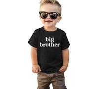Big Brother T-shirt d'été à manches courtes en coton pour bébé garçon Little for Big Brother, Noir , 4-5 ans