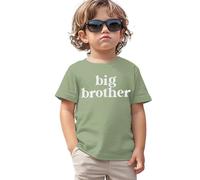 Big Brother T-shirt d'été à manches courtes en coton pour bébé garçon Little for Big Brother, Vert haze, 3-4 ans