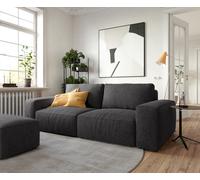 Big canapé Lanzo 230x95 cm microfibre noir avec pouf