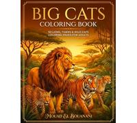 Big Cats Coloring Book for Adults: 50 Lions, Tigers & Wild Cats Coloring Pages for Stress Relief and Relaxation