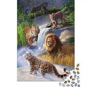 Big Cats Faune Puzzle 1000 Pièces Adultes intéressant Puzzles 1000 Pièce Durable Jeux De Puzzle Décor À La Maison 70x50cm/1000pcs