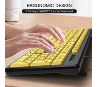 Big Character Keyboard,Wired USB Computer Keyboard,104 Keys Full Size Keyboard Compatible with Windows Desktop,Keyboard for Visually Impaired Children