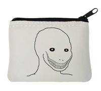 Big Creepy Smile Wojak Meme Porte-monnaie en néoprène Blanc 10 x 11 cm