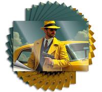 Big Decals Décalcomanies esthétiques, décoration d'entrée, motif mignon pour carnet de notes Texas, fenêtre amovible, en vinyle Un homme dans un trench jaune tenant un pistolet debout à côté d'une