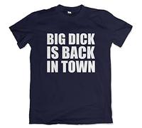 Big Dick is Back in Town T-Shirt Long Johnny pour Homme, Bleu Marine, L