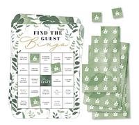 Big Dot of Happiness Boho Botanical Bride - Find The Guest Bingo Cartes et Marqueurs - Greenery Bridal Shower and Wedding Party Bingo Game - Lot de 18