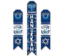 Big Dot of Happiness Hanukkah Menorah - Bannières verticales à suspendre pour porte en papier - Kit de décoration murale pour fête de vacances Chanukah - Décoration de porte intérieure