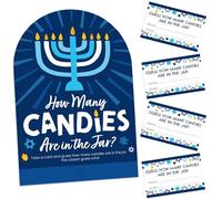 Big Dot of Happiness Hanukkah Menorah - How Many Candies Chanukah Holiday Party Game - 1 support et 40 cartes - Jeu de devinettes de bonbons