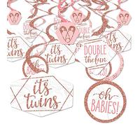 Big Dot of Happiness It's Twin Girls - Rose et or rose Twins Twins Baby Shower Decor - Décoration de fête - Lot de 40