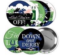 Big Dot of Happiness Kentucky Horse Derby - Lot de 8 badges de fête de course de chevaux de 7,6 cm, Toile, Sans pierre précieuse