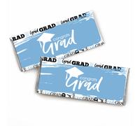 Big Dot of Happiness Light Blue Grad - Best est encore venir - Candy Bar Wrapper Blue Blue Graduation Party Favors - Ensemble de 24