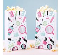 Big Dot of Happiness Lot de 25 sacs à popcorn pour fête d'anniversaire ou de fête au spa, sacs individuels en papier blanc pour filles