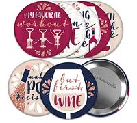 Big Dot of Happiness Lot de 8 badges « But First », 7,6 cm, pour dégustation de vin - Pinback