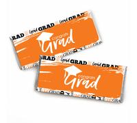 Big Dot of Happiness Orange Grad - Best est encore venir - Candy Bar Wrapper Orange Graduation Party Favors - Ensemble de 24