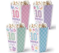 Big Dot of Happiness Preppy Lot de 12 boîtes à popcorn pour 10e anniversaire de fille, boîtes à bonbons pastel Hello à deux chiffres, boîtes à friandises pour fête d'anniversaire de fille