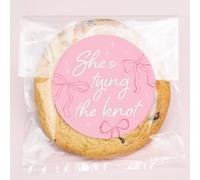 Big Dot of Happiness She's Tying the Knot Lot de 25 sacs à biscuits transparents en cellophane avec nœud rose 10,7 x 17,8 cm, fête prénuptiale, enterrement de vie de jeune fille, cadeaux pour bonbons