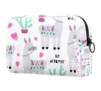 Big Dreamer Cacuts and Llama Trousse à cosmétiques pour femme, trousse de toilette de voyage, grande pochette de maquillage pratique avec fermeture éclair, multicolore, 18.5x7.5x13cm/7.3x3x5.1in,