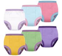 BIG ELEPHANT Lot de 6 culottes d'apprentissage pour bébé fille, rembourrées, absorbantes, à fleurs, Uni A, 3 Jahre