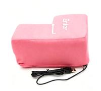 Big Enter Button USB, grand bouton d'entrée comme coussin anti-stress, coussin de bureau à frapper, bouton amusant Plug & Play pour bureau et jeu, cadeau amusant pour informaticiens et joueurs (rose