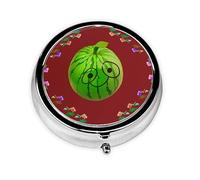 Big Eye Boîte à pilules ronde portable à emporter Motif pastèque Se glisse dans la poche de votre sac à main Boîte à pilules légère à 3 compartiments