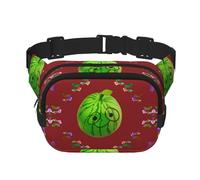 Big Eye Pastèque Carré Double Couche Sac Banane avec Sangle Réglable pour Activités de Plein Air Noir Taille Unique, Noir , Taille unique