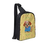 Big Eye Watermelon Sac de poitrine à double poche - Parfait pour les concerts, le sport, les voyages, le cyclisme et la randonnée - Sac à dos à bandoulière, Adorable chien de dessin animé, Taille